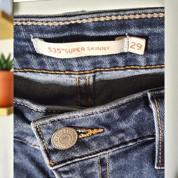 Levi’s 535 Super Skinny Jeans Sz 29 – Mid Rise Stretch Denim, Classic Blue - Picture 4 of 14